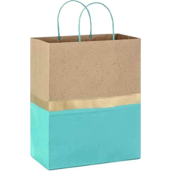 Hallmark 13quot Large Paper Gift Bags Pack of 6 Turquoise ampamp Kraft for Birthdays Easter Weddings Mothers Day Baby Showers Bridal Showers or Any Occasion