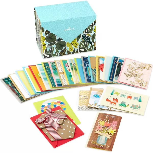 Hallmark All Occasion Handmade Boxed Set of Assorted Greeting Cards with Card Organizer Pack of 24Birthday Baby Wedding Sympathy Thinking of You Thank You BlankGreenery