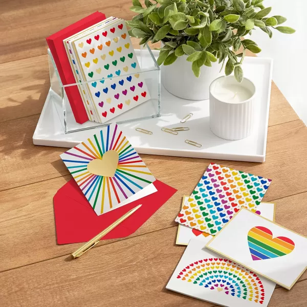 Hallmark Blank Cards Assortment Rainbow Hearts 24 Cards with Envelopes