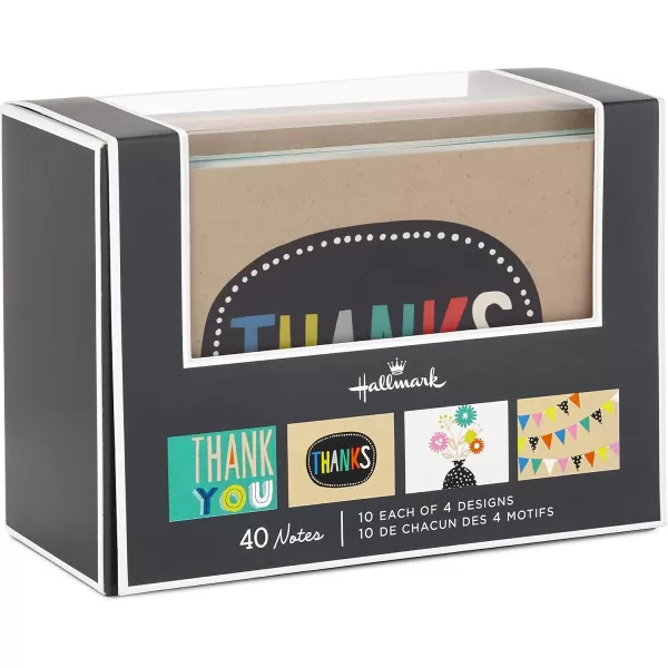 Hallmark Boxed Thank You and Blank Cards Assortment Four Assorted Designs 40 Note Cards and Envelopes 5WDN2066