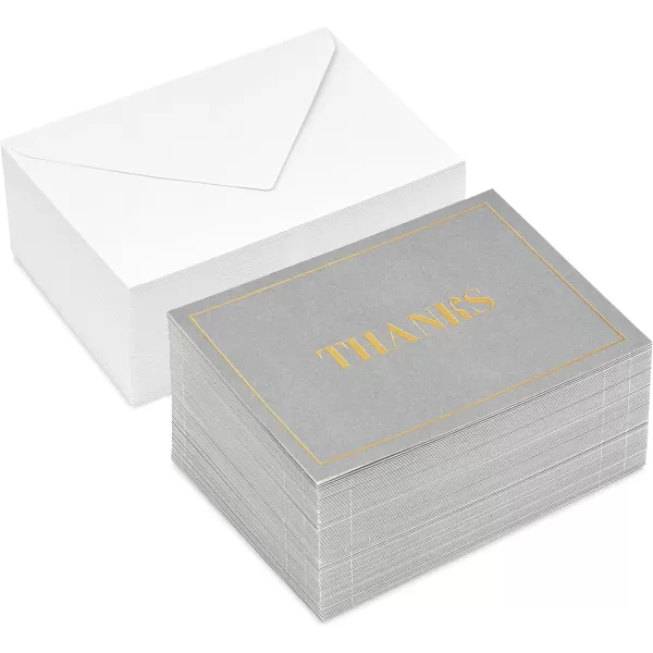 Hallmark Bulk Thank You Cards 100 Blank Notes with Envelopes for Weddings Graduation Small Business Gold and Gray