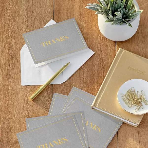 Hallmark Bulk Thank You Cards 100 Blank Notes with Envelopes for Weddings Graduation Small Business Gold and Gray