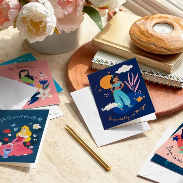 Hallmark Disney Princess Note Card Assortment 24 Blank Cards with Envelopes Cinderella Tiana Ariel Jasmine Mulan Aurora