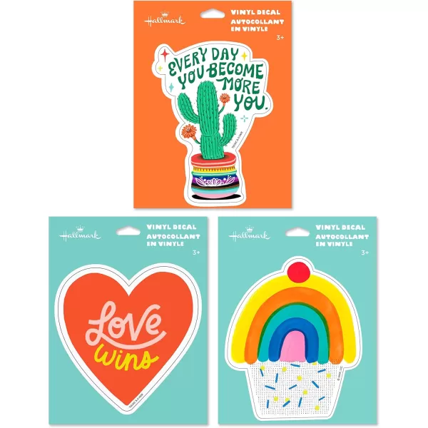 Hallmark Good Mail Pack of 2 Pride Cards Encouragement Cards Friendship Cards Keep GlowingCupcake  Cactus  and Heart Pride Decals for Teens or Adults