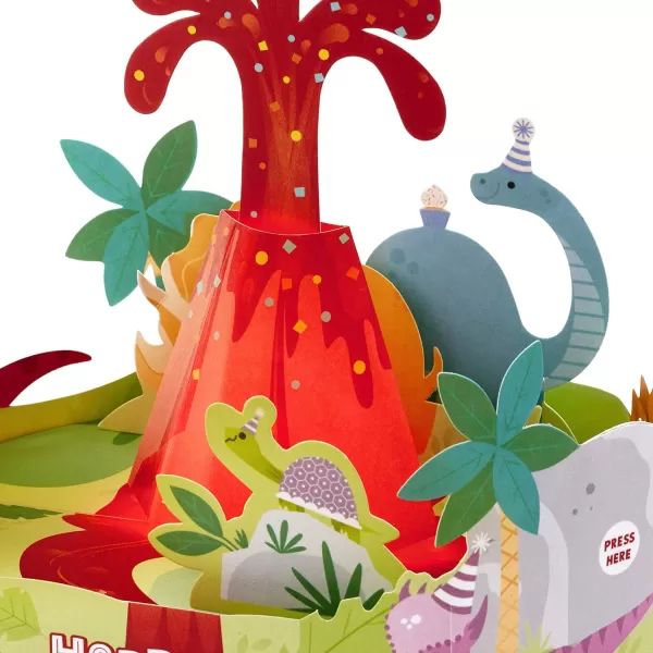 Hallmark Paper Wonder Pop Up Birthday Card for Kids with Sound Dinosaur VolcanoPop Up  Dinosaur  Volcano