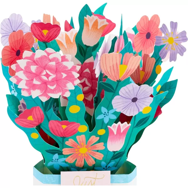 Hallmark Paper Wonder Pop Up Card Colorful Flower Bouquet for Mothers Day Spring Birthday Thinking of You Congrats or Any OccasionMulticolor