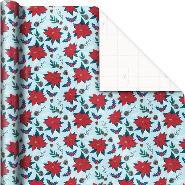 Hallmark Tree of Life Hanukkah Wrapping Paper with Cutlines on Reverse 3 Rolls 120 Sq Ft Total Blue and Gold Star of David Menorahs Candles DreidelsRed Flowers  Happy Holidays  Snowy Town