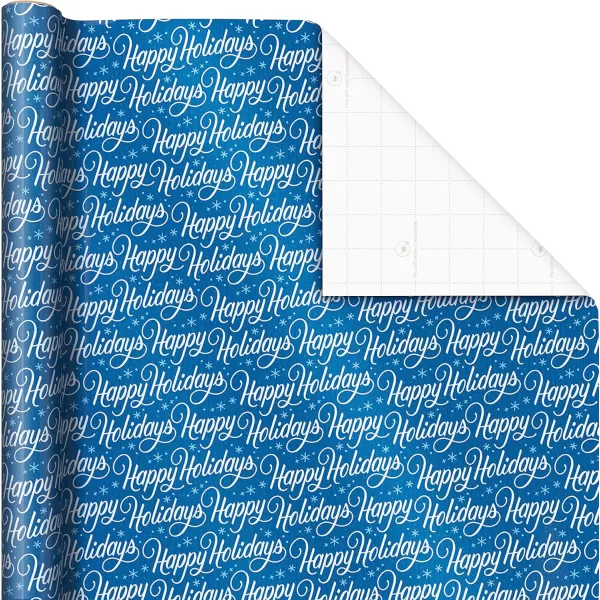 Hallmark Tree of Life Hanukkah Wrapping Paper with Cutlines on Reverse 3 Rolls 120 Sq Ft Total Blue and Gold Star of David Menorahs Candles DreidelsRed Flowers  Happy Holidays  Snowy Town