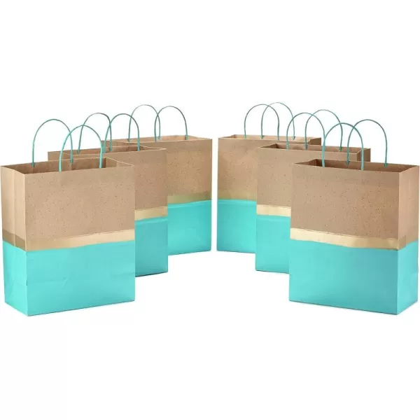 Hallmark 13quot Large Paper Gift Bags Pack of 6 Turquoise ampamp Kraft for Birthdays Easter Weddings Mothers Day Baby Showers Bridal Showers or Any Occasion