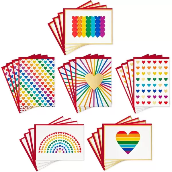 Hallmark Blank Cards Assortment Rainbow Hearts 24 Cards with Envelopes