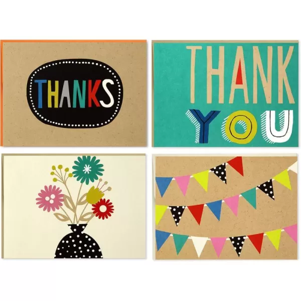 Hallmark Boxed Thank You and Blank Cards Assortment Four Assorted Designs 40 Note Cards and Envelopes 5WDN2066