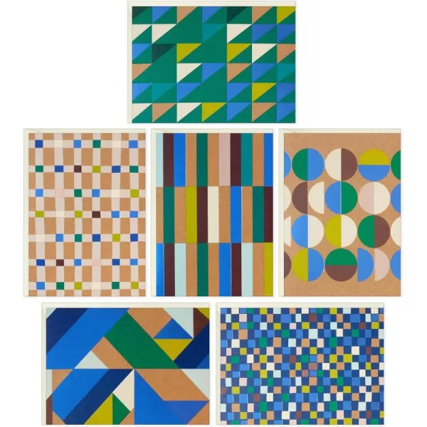 Hallmark Geometric Note Card Assortment 24 Blank Cards with Envelopes Blue Foil Green Yellow Kraft Brown