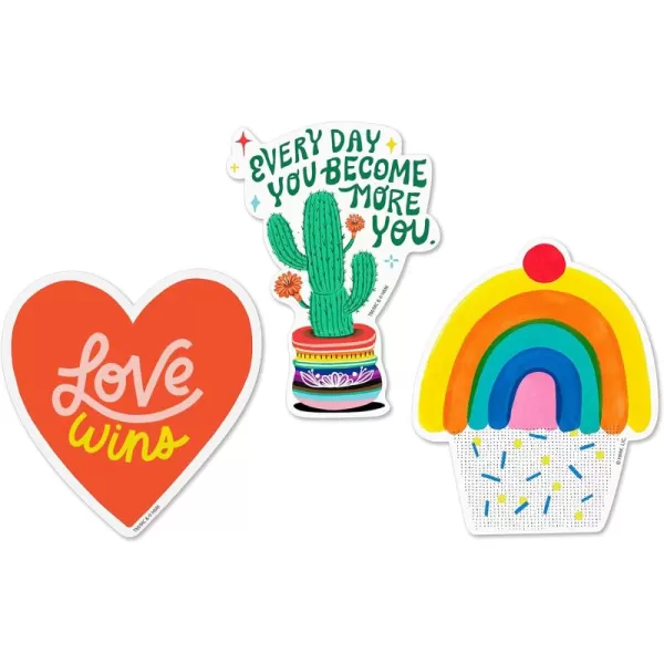 Hallmark Good Mail Pack of 2 Pride Cards Encouragement Cards Friendship Cards Keep GlowingCupcake  Cactus  and Heart Pride Decals for Teens or Adults