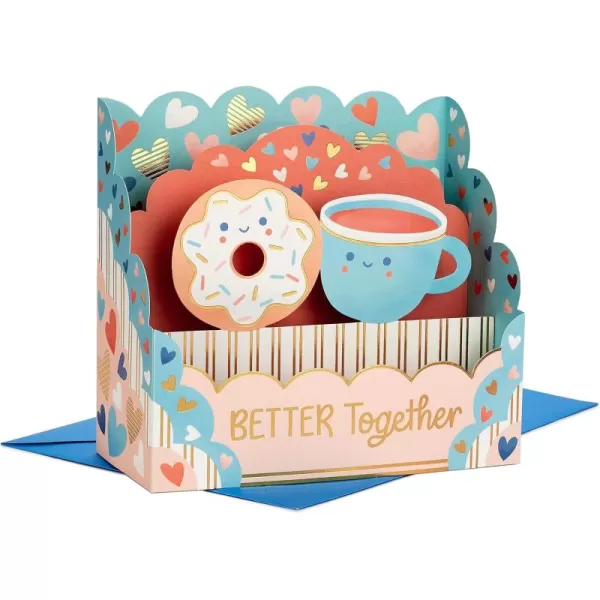 Hallmark Paper Wonder Better Together Pop Up Card Coffee ampamp Donuts for Anniversary Sweetest Day Love