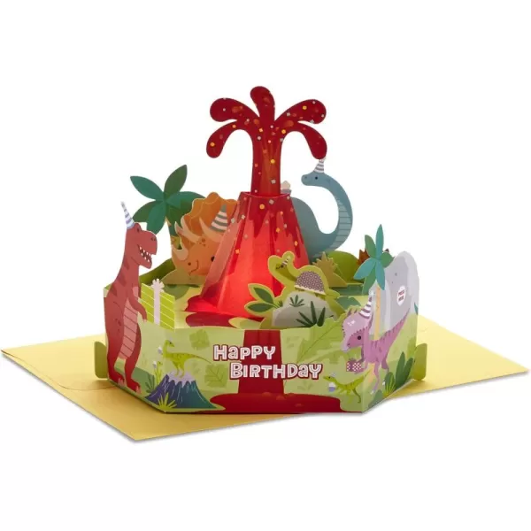 Hallmark Paper Wonder Pop Up Birthday Card for Kids with Sound Dinosaur VolcanoPop Up  Dinosaur  Volcano