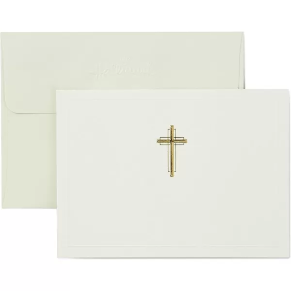 Hallmark Religious Blank Cards Gold Cross 20 Cards with Envelopes