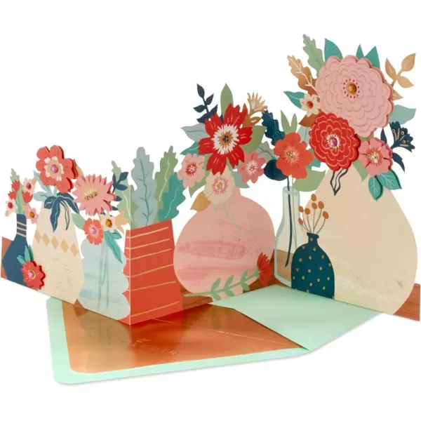 Hallmark Signature Blank Card RainbowDisplayable Accordion Fold Flowers