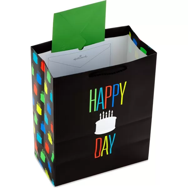 Hallmark 13quot Large Birthday Gift Bags with Tissue Paper 3Pack Black and Neon Rainbow WooHoo for Kids Adults Teens CoworkersYellow  Pink  Blue