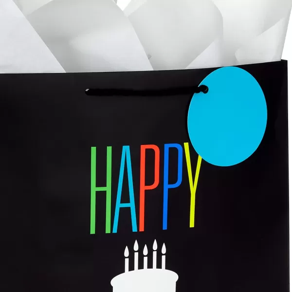 Hallmark 13quot Large Birthday Gift Bags with Tissue Paper 3Pack Black and Neon Rainbow WooHoo for Kids Adults Teens CoworkersYellow  Pink  Blue