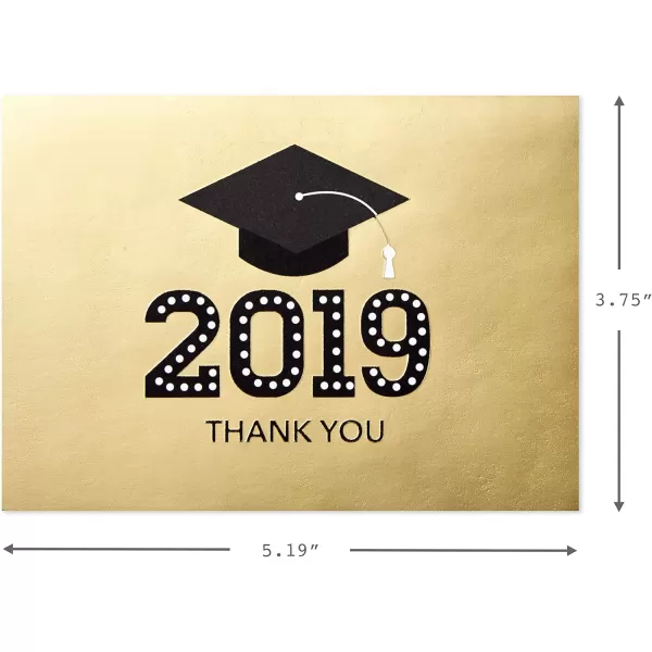 Hallmark 2024 Graduation Thank You Cards 40 Thank You Notes with Envelopes Gold Graduation Cap2019  Gold Cap Thank You Notes