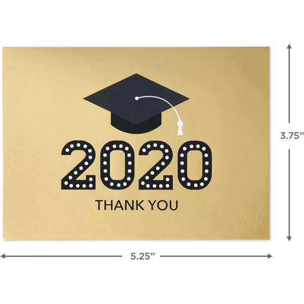 Hallmark 2024 Graduation Thank You Cards 40 Thank You Notes with Envelopes Gold Graduation Cap2020  Gold Cap Thank You Notes