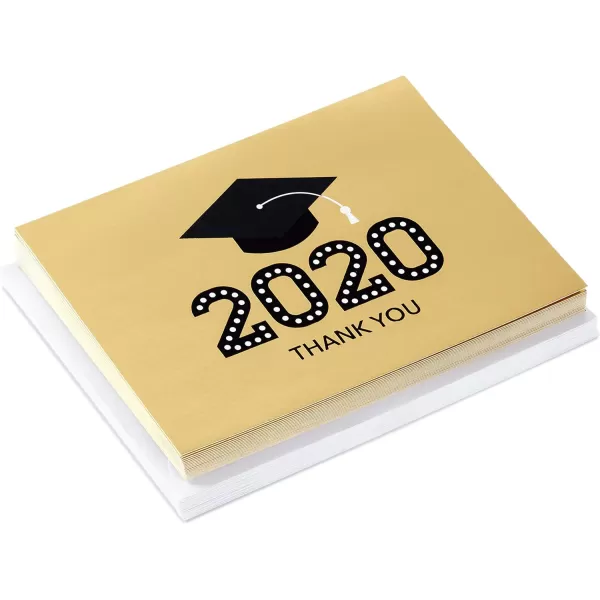 Hallmark 2024 Graduation Thank You Cards 40 Thank You Notes with Envelopes Gold Graduation Cap2020  Gold Cap Thank You Notes