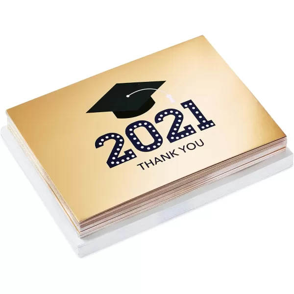 Hallmark 2024 Graduation Thank You Cards 40 Thank You Notes with Envelopes Gold Graduation Cap2021  Gold Cap Thank You Notes