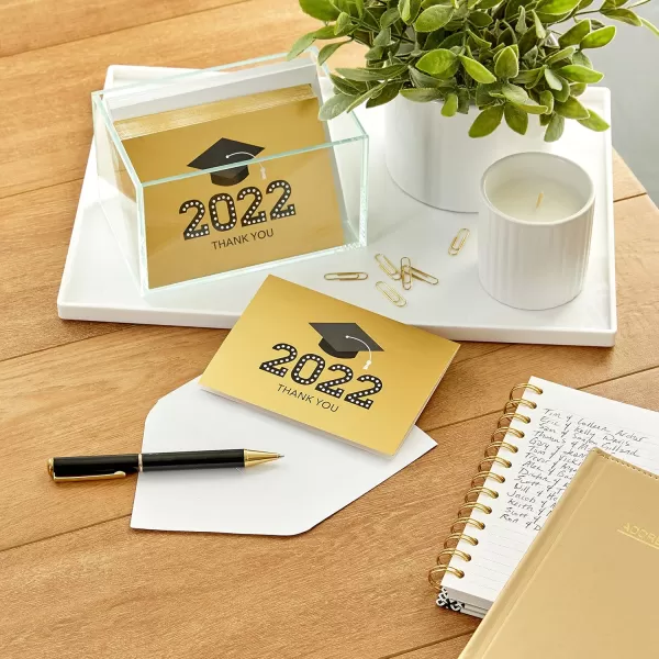 Hallmark 2024 Graduation Thank You Cards 40 Thank You Notes with Envelopes Gold Graduation Cap2022  Gold Cap Thank You Notes