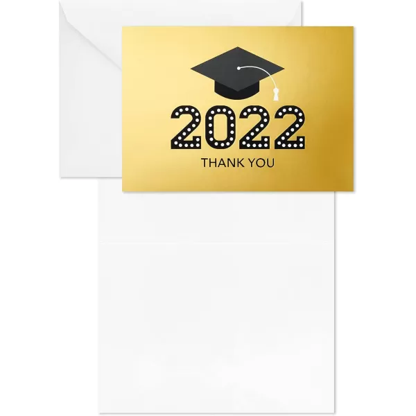 Hallmark 2024 Graduation Thank You Cards 40 Thank You Notes with Envelopes Gold Graduation Cap2022  Gold Cap Thank You Notes