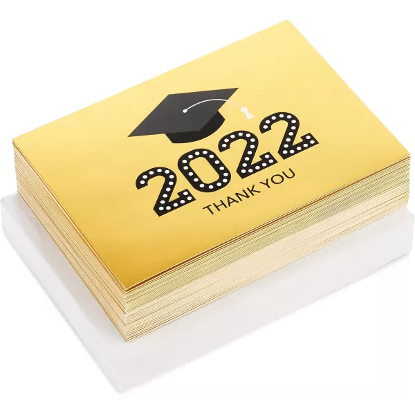 Hallmark 2024 Graduation Thank You Cards 40 Thank You Notes with Envelopes Gold Graduation Cap2022  Gold Cap Thank You Notes