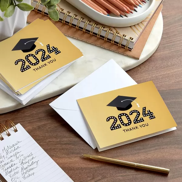 Hallmark 2024 Graduation Thank You Cards 40 Thank You Notes with Envelopes Gold Graduation Cap2024  Gold Foil Thank You Notes