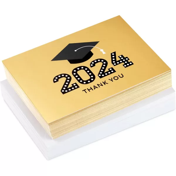 Hallmark 2024 Graduation Thank You Cards 40 Thank You Notes with Envelopes Gold Graduation Cap2024  Gold Foil Thank You Notes