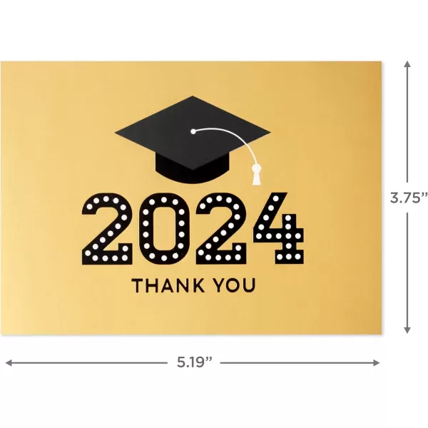 Hallmark 2024 Graduation Thank You Cards 40 Thank You Notes with Envelopes Gold Graduation Cap2024  Gold Foil Thank You Notes