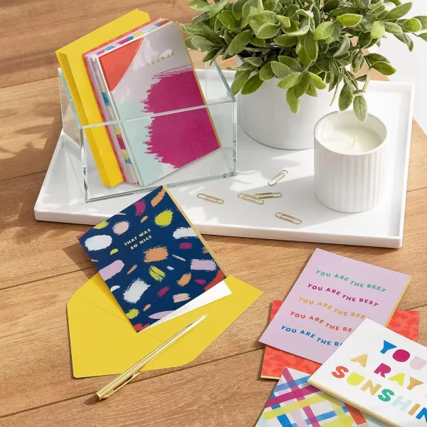 Hallmark Bright and Bold Card Assortment 24 Blank Cards with Envelopes Pink Orange Blue Gold