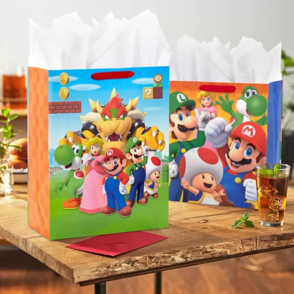 Hallmark Nintendo Super Mario Brothers Gift Bags 1 Large 1 Extra Large Luigi Princess Yoshi Toad