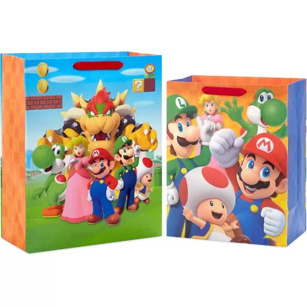 Hallmark Nintendo Super Mario Brothers Gift Bags 1 Large 1 Extra Large Luigi Princess Yoshi Toad