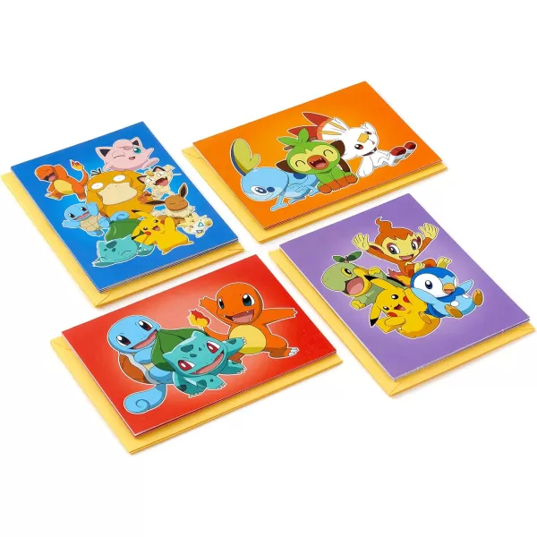 Hallmark Pokmon Cards for Kids Pikachu Bulbasaur Charmander Squirtle 12 Blank Cards with EnvelopesPokemon Note Assortment