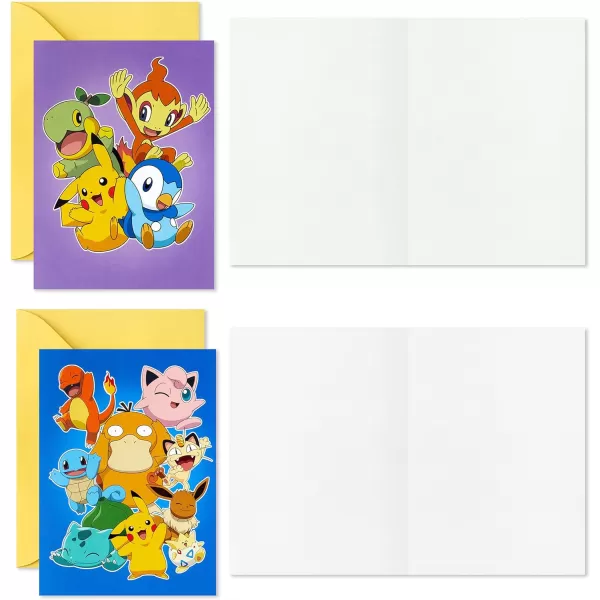 Hallmark Pokmon Cards for Kids Pikachu Bulbasaur Charmander Squirtle 12 Blank Cards with EnvelopesPokemon Note Assortment