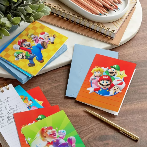 Hallmark Pokmon Cards for Kids Pikachu Bulbasaur Charmander Squirtle 12 Blank Cards with EnvelopesSuper Mario Note Assortment