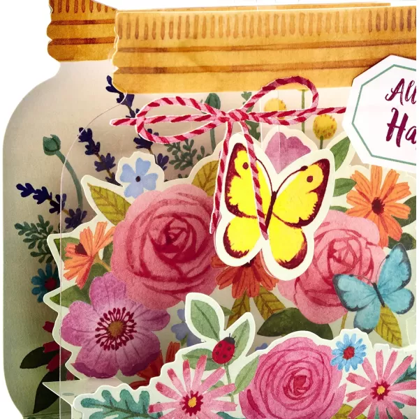 Hallmark Pop Up Mothers Day Card or Birthday Card for Women Her Grandma Sister Daughter Friend Flower BouquetPop Up  Mason Jar  All Things Happy