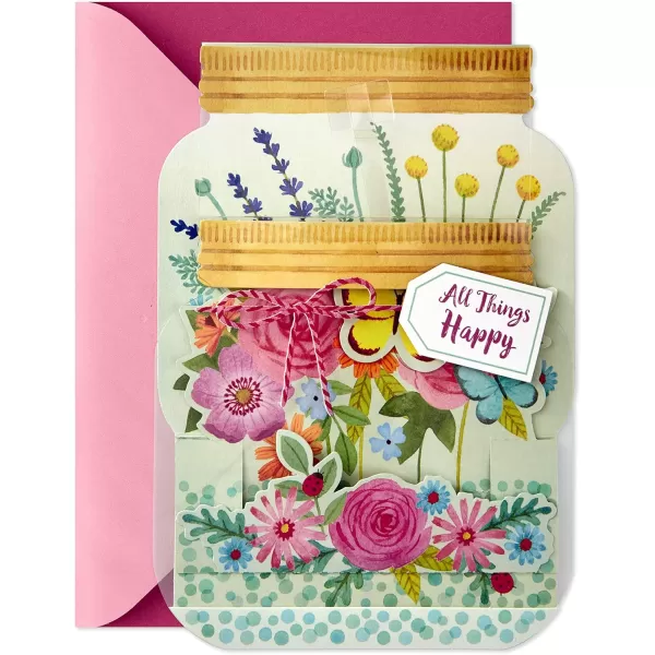 Hallmark Pop Up Mothers Day Card or Birthday Card for Women Her Grandma Sister Daughter Friend Flower BouquetPop Up  Mason Jar  All Things Happy