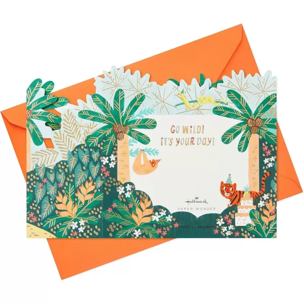 Hallmark Signature Birthday Card with Removable Finger Puppets for Kids Jungle AnimalsJungle Animals