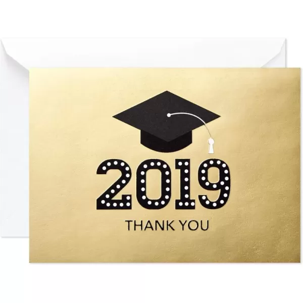 Hallmark 2024 Graduation Thank You Cards 40 Thank You Notes with Envelopes Gold Graduation Cap2019  Gold Cap Thank You Notes