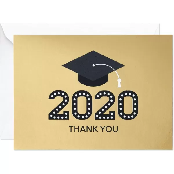 Hallmark 2024 Graduation Thank You Cards 40 Thank You Notes with Envelopes Gold Graduation Cap2020  Gold Cap Thank You Notes