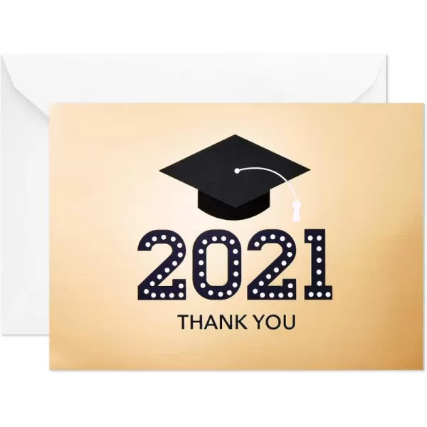 Hallmark 2024 Graduation Thank You Cards 40 Thank You Notes with Envelopes Gold Graduation Cap2021  Gold Cap Thank You Notes