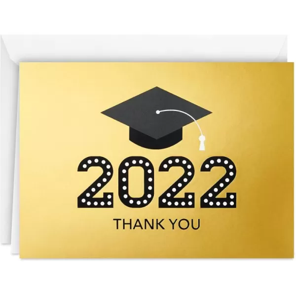 Hallmark 2024 Graduation Thank You Cards 40 Thank You Notes with Envelopes Gold Graduation Cap2022  Gold Cap Thank You Notes