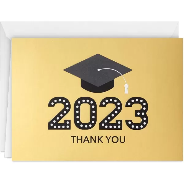 Hallmark 2024 Graduation Thank You Cards 40 Thank You Notes with Envelopes Gold Graduation Cap2023  Gold Foil Thank You Notes