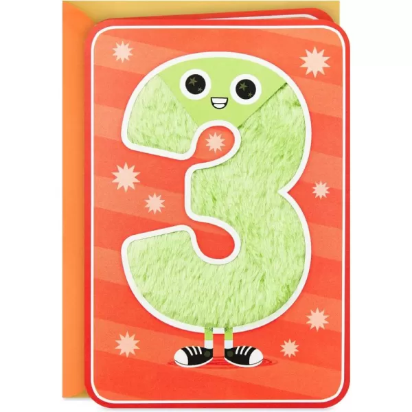 Hallmark 3rd Birthday Card for Kids Fuzzy Number