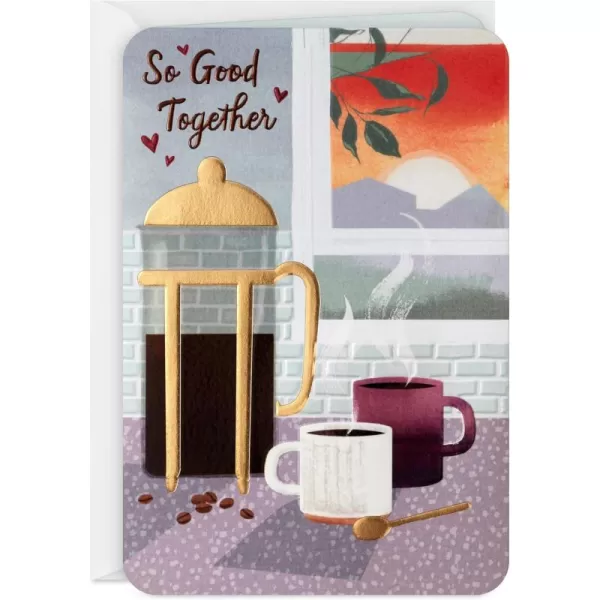 Hallmark Anniversary Greeting Card for a Couple Birds and FlowersCoffee  So Good Together