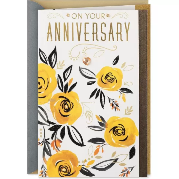 Hallmark Anniversary Greeting Card for a Couple Birds and FlowersLoving Wishes